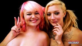 lovely jackie and big titted trinity msturbate and share a juicy cock!