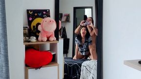 Hot couple enjoying each other in front of the mirror