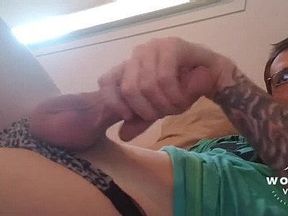 Panty boy sissy cum jerk off anal plug