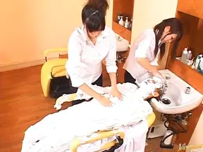 Sexy Japanese model in salon