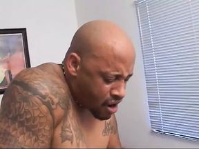Hairy cunt chick gets black cock thrust hard in her making her mourn on bed
