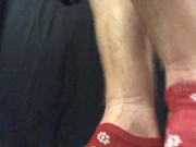 Dude Wears Lady X-Mas Socks & Models Feet