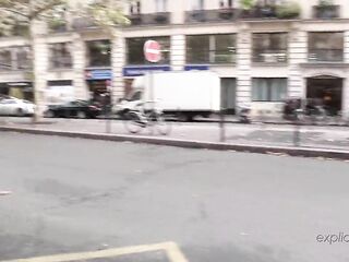 Very intensive anal sex in a limousine driving on Paris boulevards