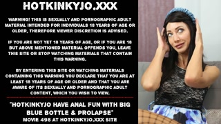 Hotkinkyjo have anal fun with big blue bottle &amp; prolapse