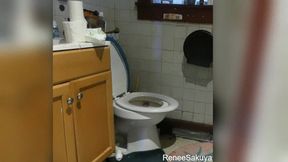 Using bathroom smelling shoes, toilet gets stopped up, plunging it, plunger fetish, part 1 of 2 640p