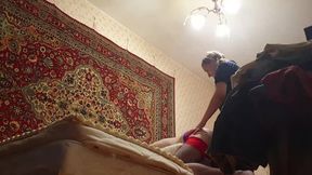 Yummy amateur dude takes a strapon pounding by his dominating mistress