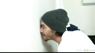 Pervert Caught by Professor with Cock into Glory Hole of Girls Shower