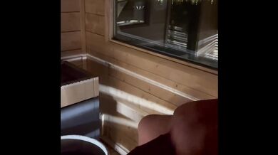 Swedish sauna luxury handjob by a famous couple