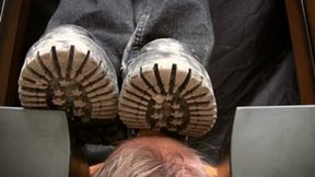 The floor-face is being crushed under Her Doc Martens shoes, flo159x 1080p