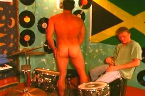 Two Drumming Dudes Watch Each Other Wank