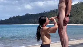 Petite brunette sucks BWC on a beach - www whoopsy kiwi