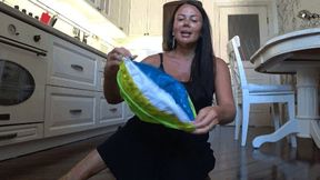 I inflated a beach ball a few times and popped it with my heel c