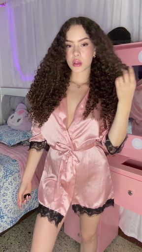 Teen student strips down at home in her college dorm room