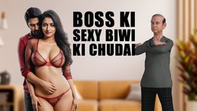 Boss&#039;s sexy wife fucked in front of boss