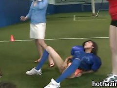 Bunch of amateur american girls naked football and eating pussy