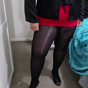 Ms B Dressing for a Date in Satin and a Mini Skirt