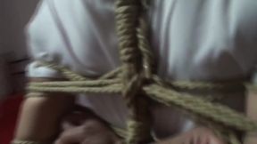 Asian Girl Hogtied On Bed