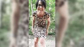 Julie strips naked outside and squirts