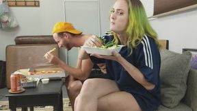 Hot Couple Eating Together