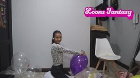 Akina pops a lot of balloon ace balloons