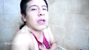 fetish of women'_s clothing in the bathroom