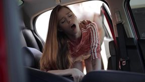 slutty teen seduces stranger for sex in car - public (full)