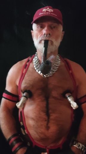 Stepdad Smoking Pipe and Pumping Nips