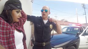 Rose Darling gets double teamed by two cops against their patrol car