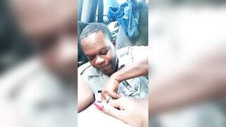 Jamaican Montego Bay Police Officer Sucking Off Snatch on Lunch Break