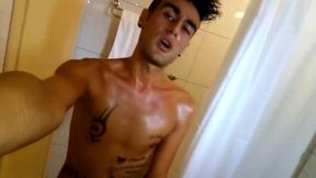 Uncut Cock Cum in Toilet After Sun Tanning
