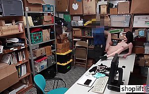 Skinny teen banged by a bad LP officer in his office