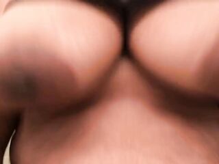 big beautiful woman large bazookas bouncing in a ebony tshirt
