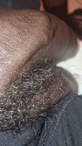Stroking Big Black Uncut Dick Through Underwear