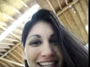 Randy cock sucking brunette takes cumshot on bum after strip tease