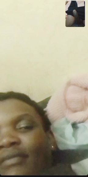 Ebony Horny Girl Masturbating on Video Call with BBC Giant Cock Guy