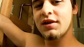 Young straight thug jerks off his huge cock & cums solo