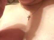 Teen slut sucks fat long dildo during quarantine