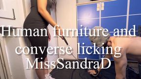 Human furniture and converse licking