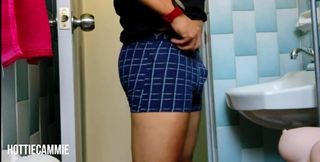 My Stepsister Catches Me Masturbating and Helps Me to Cum