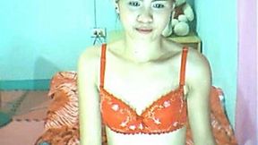Skinny narrow eyed brunette teen on webcam is excited for solo