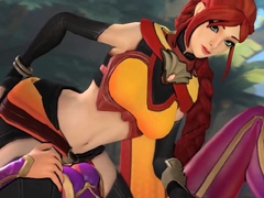 3D Animation Horny Heroes in Excellent Lesbian Fuck