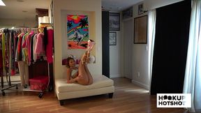 bts - blonde bombshell emma hix shows off her shaved pussy!