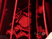Teaser with PVC corset, leather leggings, lace lingerie and fur cape - Emily Adaire TS dark funeral