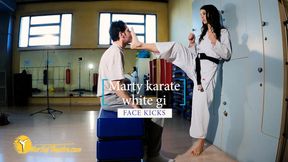 Marty karate white gi face kicks