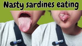 Nasty sardines eating and bad breath