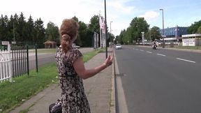 German mature hitcher picked up and fucked at home