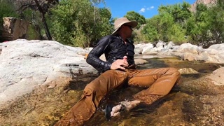 Pissing on myself and cooling off in a river after a hot day of field work