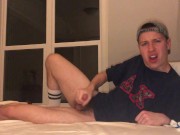 19 year old college frat boy Jesse Gold jerks of wearing jockstrap and frat shirt