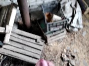 risky jerk off at the grandfather's barn