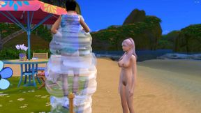 stepbrother and stepsister fucked on the beach - outdoor sex